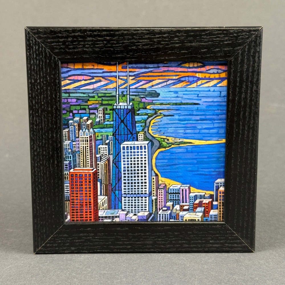 Anastasia Mak Steel and Beach Chicago Framed Art Print Signed Excellent